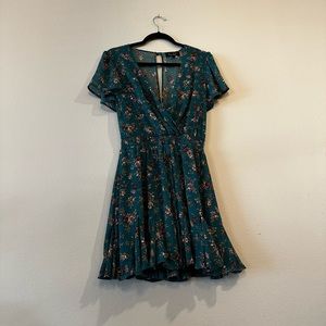 Floral teal summer dress